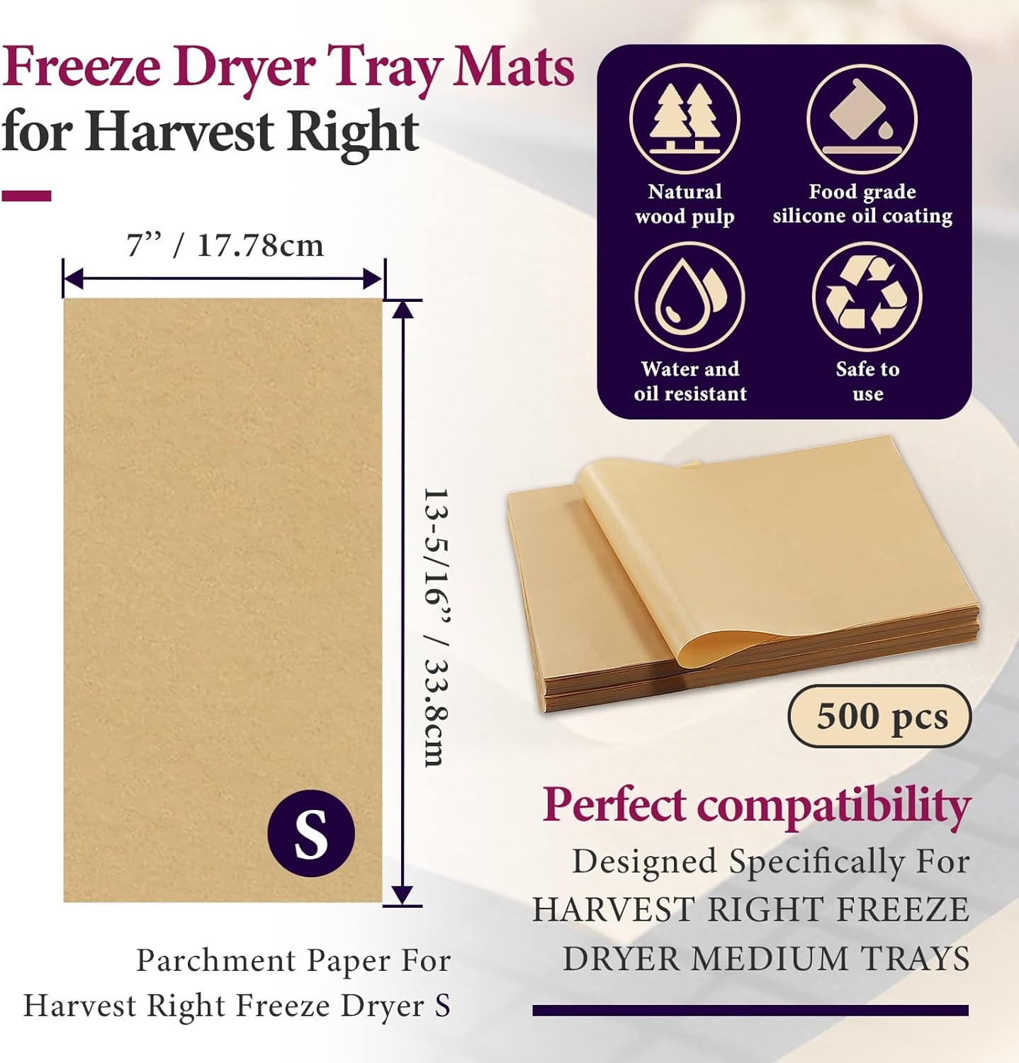 500 Packs Freeze Dryer Tray Mats For Harvest Right Freeze Dryer Accessories for Small Trays, Parchment Sheets, Freeze Dryer Tray Mats for Harvest Right