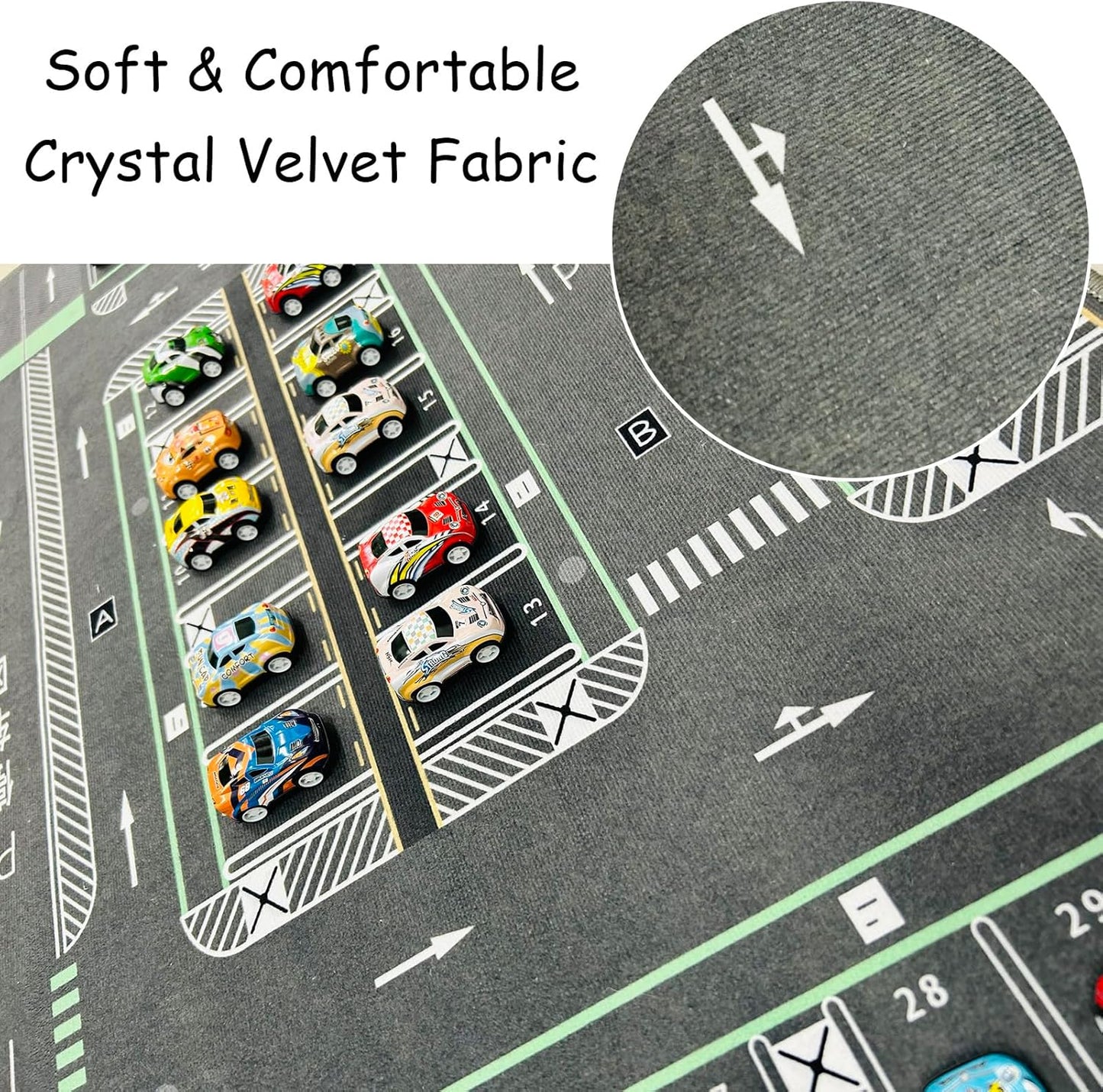 Car Mat Play Rugs, Parking Lot Floor Mat Reading Area Toy Area Game Carpet Car City Traffic Hopscotch Crawling Mat Non-slip Playroom Classroom Bedroom Carpet